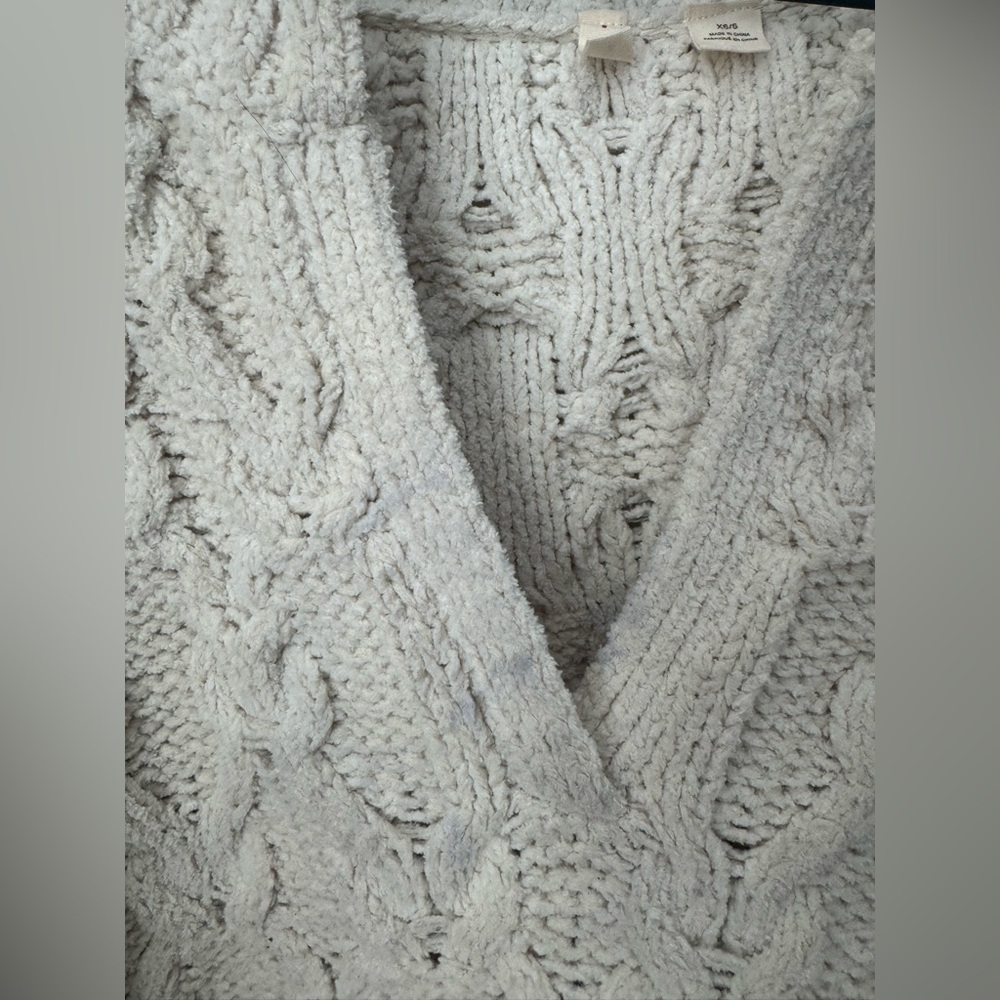 ANTHROPOLOGIE MOTH Oversized Chunky Knit V-Neck Sweater/Tunic/Top Size XS/S - Picture 3 of 8